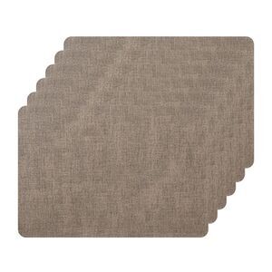 6 Set Heat Resistant Waterproof Dining PU Place Mats 17x12 inch Khaki